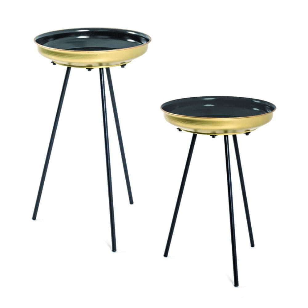 Mørtens Furniture Odkladací stolík Ciara (SADA 2 ks), 66 cm, čierna / zlatá
